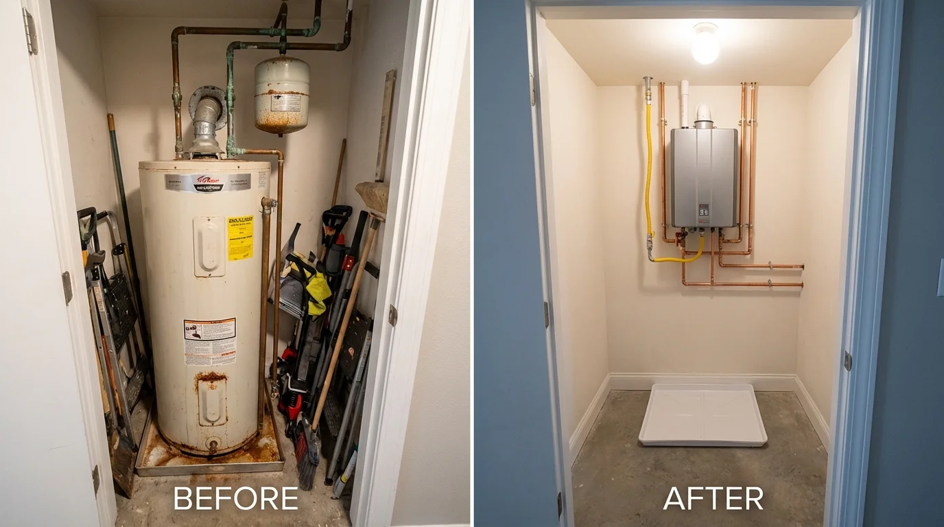 Tank water heater versus wall-mounted tankless unit comparison for Germantown, TN homeowners